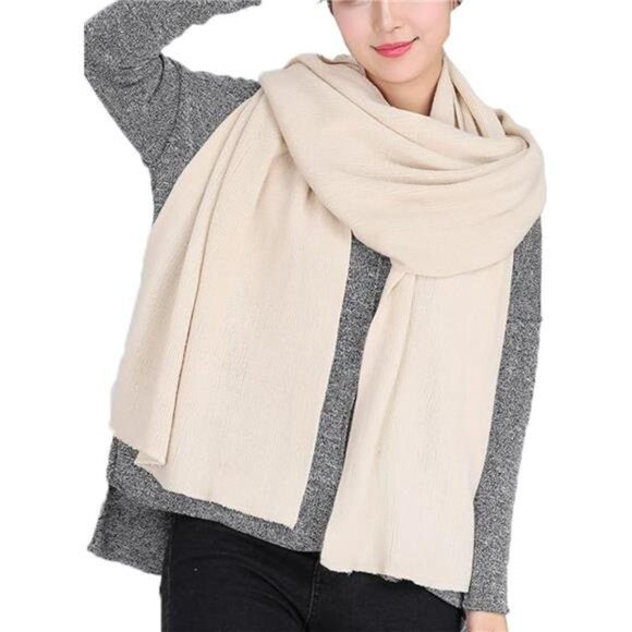 Women's Warm Scarves Long Shawl Winter Warm Large Scarf Pure Color - Picture 1 of 5